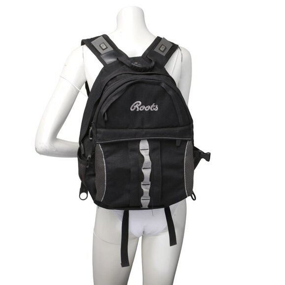 ROOTS Backpack Knapsack Bag Black Grey School Travel Hiking Outdoors Summer - Picture 1 of 13